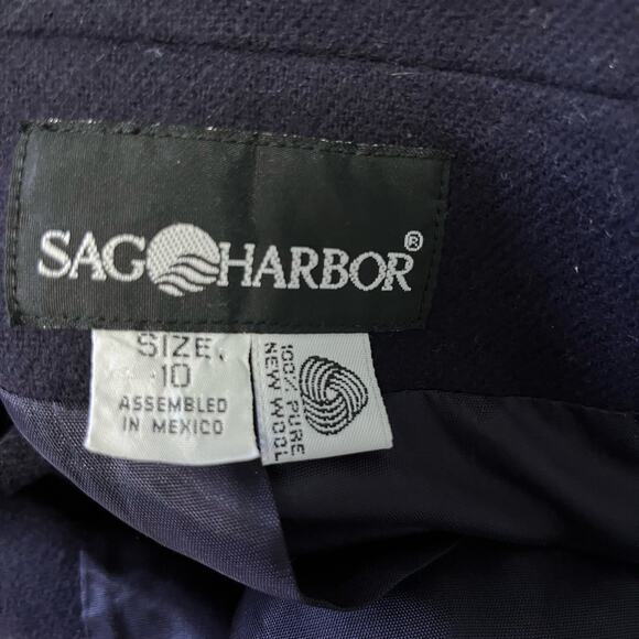 Sag Harbor Vintage Wool Blazer 10 Navy Blue Academia Career Business Preppy Boxy - Picture 5 of 5